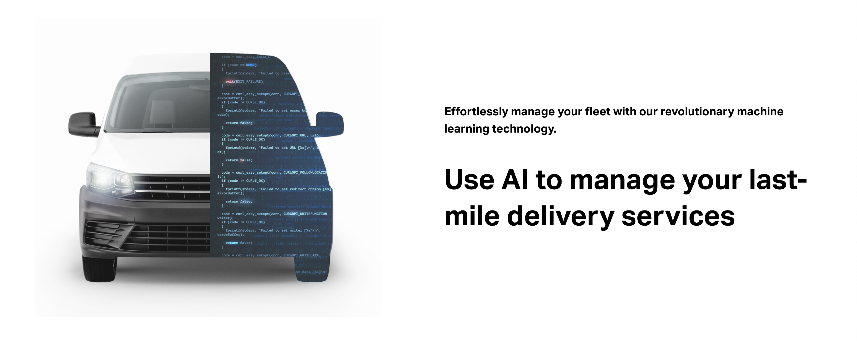 a delivery car combined with programming code.